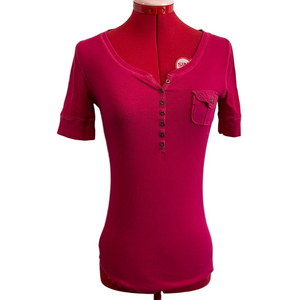 Aeropostale Pink Polo T-Shirt Fitted Cuffed Sleeves